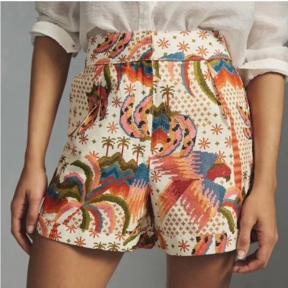 Farm Rio Macaw Island Cotton Shorts, Size M - NWT - Picture 2 of 2